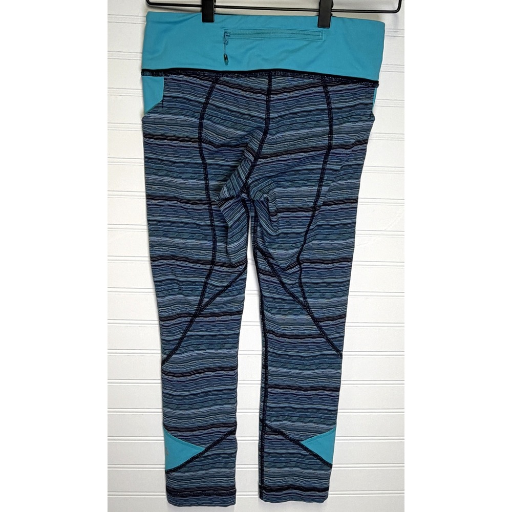 Lululemon Speed Up Crop Leggings Size 6 Blue Space Dye Running Yoga Pockets - Picture 2 of 12